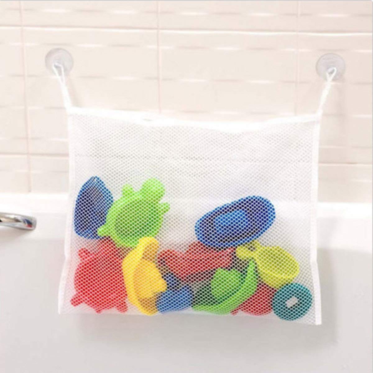 Bath Toy Organizer Mesh Bag Baby Bathtub Hanging Storage Bag Quick Drying Bathroom Shower Caddy Net Bag with Suction Cups for Kids & Toddlers (Size : 37x37cm)