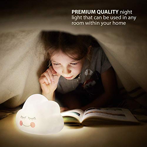 Night Light for Kids – LED Soft Light for Nursery Bed, AAA Battery Operated or Direct USB Charge – Lamp for Boy and Girl Children Bedroom, Perfect Toddler Gift Choice