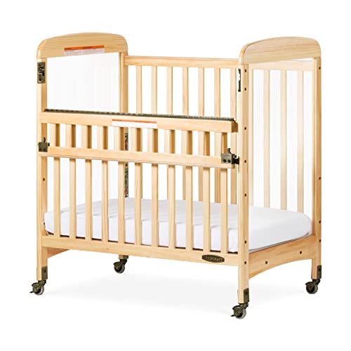 Child Craft Avery SafeAccess Portable Compact Wood Daycare Crib with Casters