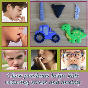 Chew Necklace for Sensory Kids, 5 Pack Chewy Necklaces for Boys and Girls with Autism ADHD SPD and PICA,Fidget Necklaces for Adults, Chewable Silicone Pendants for Reducing Fidget