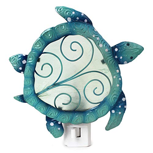 Beachcombers 5.5" CAPIZ Metal Turtle Night Light Green