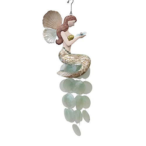 Beachcombers Metal with Capiz Winged Mermaid Wind Chime Coastal Decor Decoration Multi