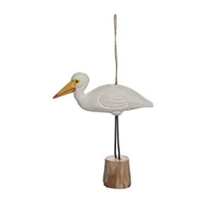 beachcombers 1.8" wood snowy egret figure coastal beach house decor decoration white