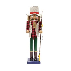 Beachcombers 15" Wood FISHEMAN Nutcracker Red