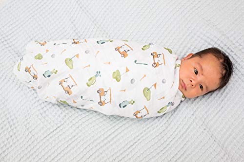 Lulujo Baby Cotton Muslin Swaddle Blanket, 47 x 47-Inch, Golf