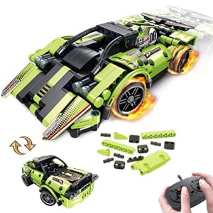 gamzoo stem building toys for kids with 2-in-1 remote control racer snap together engineering kits early learning racecar building blocks and off-road best gift for 6 7 8 and 9＋year old boys and girls