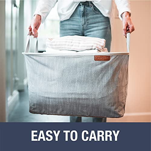 CleverMade Collapsible Fabric Laundry Basket LUXE - Foldable Pop Up Storage Organizer - Space Saving Hamper with Carry Handles, Grey, One Size