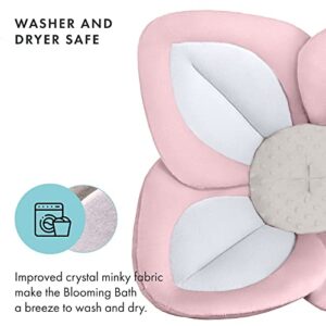 Blooming Bath Lotus Bath Baby Bath Seat - Plush Minky Baby Sink Bathtub Cushion - The Original Washer-Safe Flower Seat for Newborns - Pink/White/Gray