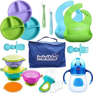lovely minime baby feeding set, silicone plates bibs spoons, baby led weaning supplies, toddler eating utensils dish set, suction bowls, sippy cup, food pacifier feeder, baby stuff
