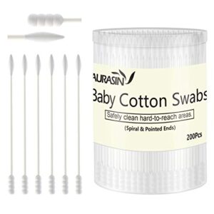 baby cotton swabs, paper sticks cotton buds for baby ear nose clean-200pcs(spiral and pointed)