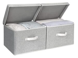 storageworks decorative storage boxes, storage basket with lid and handles, gray, large, 2-pack, 15 ¾" l x 10 ¼" w x 9 ¾" h