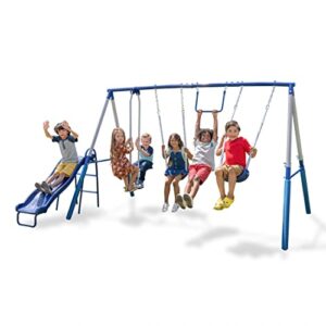 sportspower arcadia swing set - outdoor heavy-duty metal playset for kids multicolor