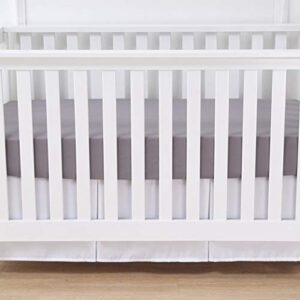 belsden crib skirt with durable woven platform for boy and girl, 2 long sides pleated, split corners dust ruffle for easy placement inside of standard crib, 14 inches (36cm) length drop, white color