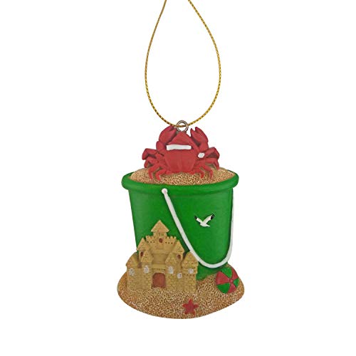 Beachcombers 3.35" Resin Green Beach Pail Ornament Green