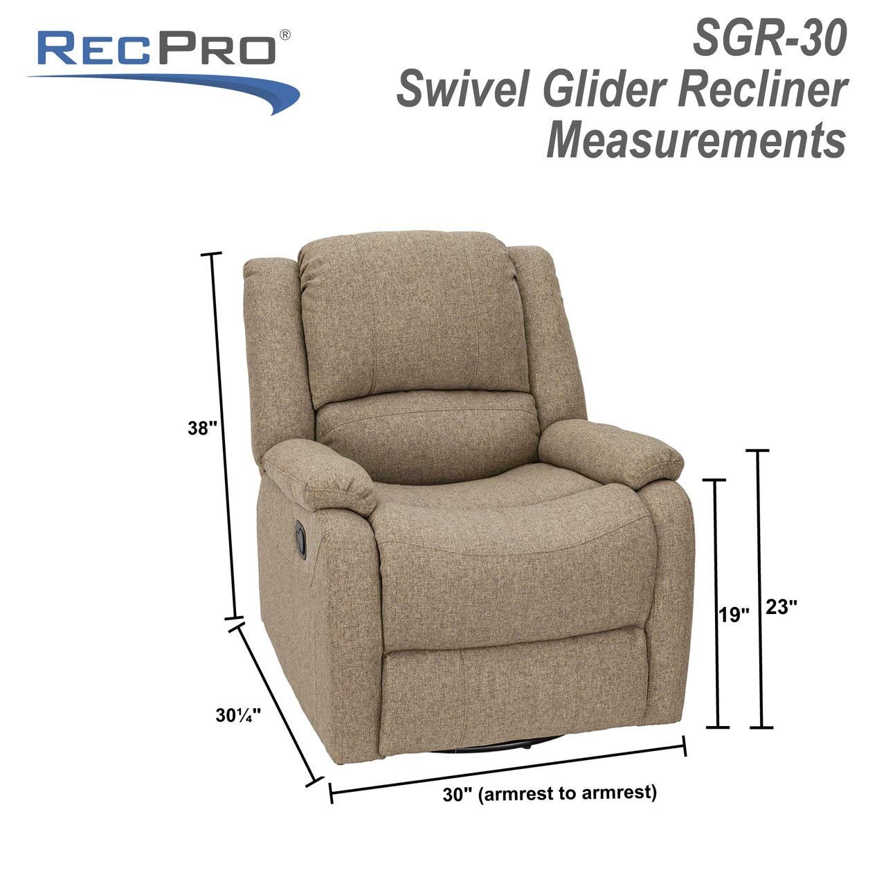 RecPro Charles Collection | 30" Swivel Glider RV Recliner | RV Living Room (Slideout) Chair | RV Furniture | Glider Chair | Oatmeal or Fossil | Cloth (2 Pack, Oatmeal)