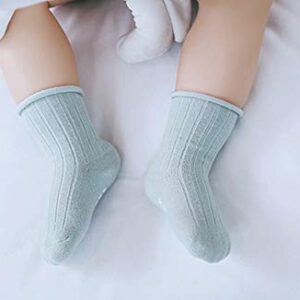 QandSweet Baby Boy Combed Cotton Socks Toddler Ankle Sock Non-Skid for Newborn Infant Childrens (0-6M, 9 Colors)