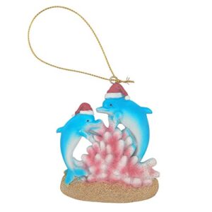 beachcombers 3.15" resin double dolphins ornament multi