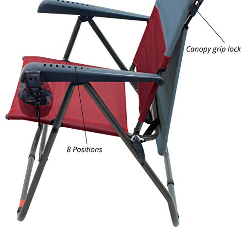 Rio Gear Hi-Boy 17" Extended Seat Height Folding Aluminum Canopy Chair - Charcoal/Oxblood