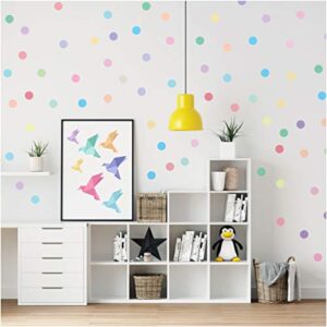 papakit large round polka dot confetti wall decal baby nursery child kid boy girl bedroom home decor | creative art design pattern | safe removable adhesive (pastel rainbow, 2 inches x 120 pieces)