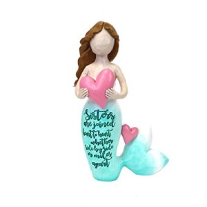 beachcombers 8.5" resin textured mermaid with heart