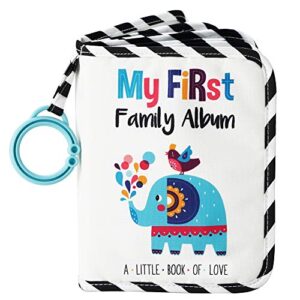 urban kiddy™ baby's my first family album | soft photo cloth book gift set for newborn toddler & kids (elephant)