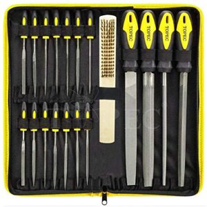 topec 26pcs file set, round and flat file kits are made of high carbon-steel, ideal wooden hand tool for woodwork, metal, model & hobby applications