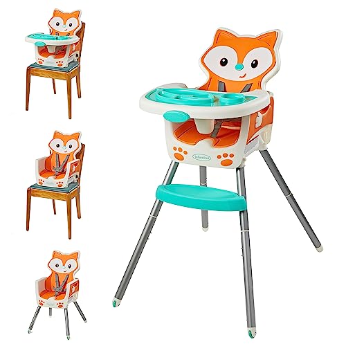 Infantino Grow-with-Me 4-in-1 Convertible High Chair, Fox-Theme, Space-Saving Design, Booster and Toddler Chair, for Infants & Toddlers 3M-36M