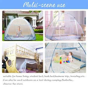 Tinyuet Mosquito Net for Bed, 47.2x78.7in Pop-up Mosquito Net Tent for Indoor and Outdoor Use, Portable Double Door Travel Mosquito Net with Net Bottom, Insect Screen-Brown Edge