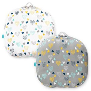 cosmoplus stretchy newborn lounger cover -2 pack removable slipcover,super soft snug fitted,heart pattern