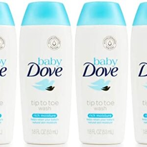 Baby Dove Tip to Toe Wash, Rich Moisture, Travel Size, 1.8 Ounce (Pack of 4)