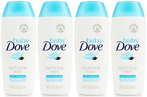 Baby Dove Tip to Toe Wash, Rich Moisture, Travel Size, 1.8 Ounce (Pack of 4)