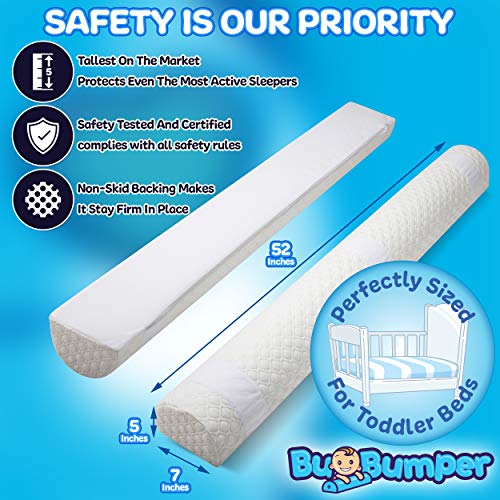 Tall Foam Bed Rail Bumpers for Toddlers | Soft Bed Bumpers for Kids | Baby Bed Guard | Child Bed Safety Side Rails with Water Resistant Washable Cover