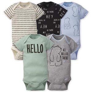 gerber baby boys 5-pack short sleeve variety onesies bodysuits hello bear 0-3 months