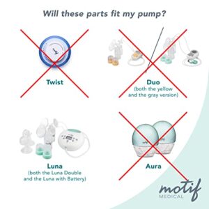 Motif Medical, Luna Double Pumping Kit, Replacement Parts for Breast Pump - Medium 24mm