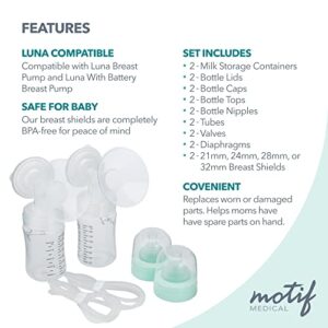 Motif Medical, Luna Double Pumping Kit, Replacement Parts for Breast Pump - Medium 24mm