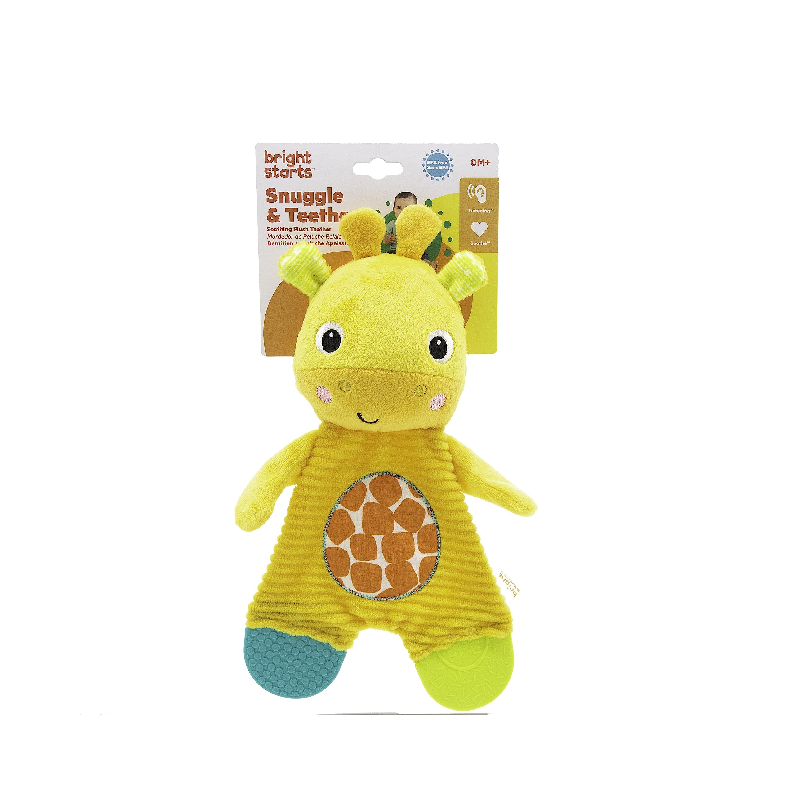 Bright Starts Snuggle Teethe Plush Teething Baby Toy - Giraffe, Crinkle Fabric, Ages 0 Months