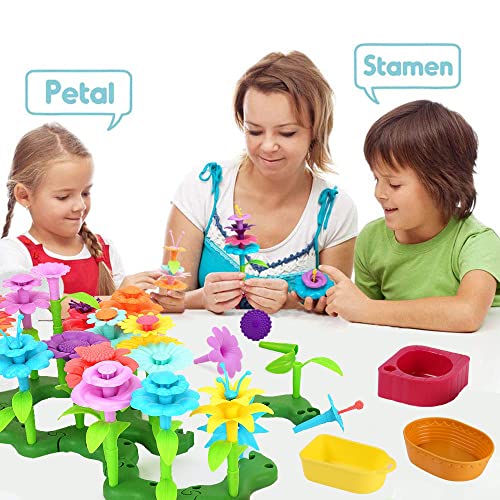 Gili Flower Garden Building Stacking Toys - Build a Bouquet Sets for 4 5 6 Year Old Toddler Girls Arts and Crafts for Little Kids Age 3yr Up Best Top Christmas Birthday Gifts for Creativity Play