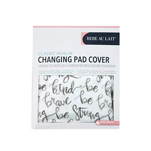 Bebe au Lait Classic Muslin Changing Pad Cover, 100% Cotton Muslin, One Size Fits Most - Just Be