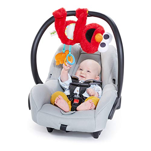 Bright Starts Sesame Street Elmo Travel Buddy Plush Take-Along Stroller or Carrier Toy, Ages 0-12 Months