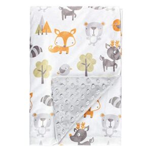 soft plush minky baby blanket for boys girls unisex with print animal pattern double layer dotted backing bed throws for baby crib receiving for newborns