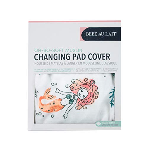 Bebe au Lait Oh So Soft Muslin Changing Pad Cover - Mermaids