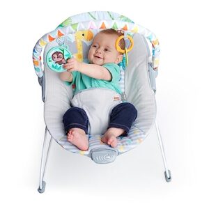 Bright Starts Safari Fun 3-Point Harness Vibrating Baby Bouncer with -Toy bar