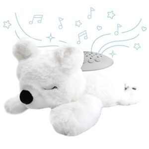 pure enrichment® purebaby® sound sleeper portable sound machine & star projector - plush sleep aid with night light, 10 lullabies, white noise, heartbeat, birds & more for baby & toddlers (polar bear)
