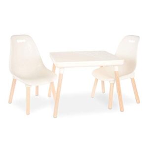 B. BX1865C1Z Spaces Set – 1 Craft Table & 2 Chairs – Natural Wooden Legs – Furniture for Kids – Ivory – 3 Years