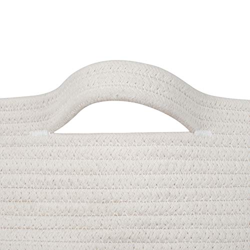 Hiromi Cotton Rope Basket - LARGETS in The Market, Decorative White Storage Bins for Room Organization - Firm Woven Hamper for Laundry - Toys, Cushion, Throw Pillow, Blanket Holder - 24in x 14in