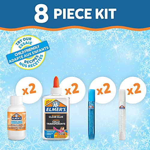 Elmer’s Glue Frosty Slime Kit | with Clear PVA Glue, Glitter Glue Pens & Magical Liquid Activator Solution | 8 Count