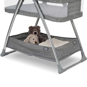 Simmons Kids City Sleeper Bedside Bassinet Portable Crib - Activity Mobile Arm with Nightlight, Vibrations, Twinkle Lights and Rotating Stars, Grey Tweed