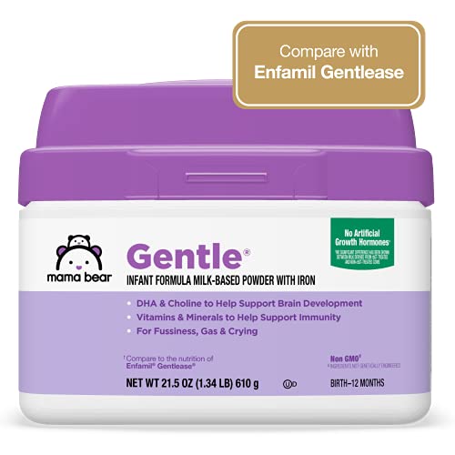 Amazon Brand - Mama Bear Gentle Baby Formula Milk-Based Powder with Iron, Complete Nutrition, Easy to Digest, 21.5 Ounce