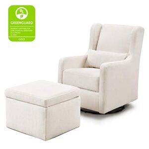 Carter's by DaVinci Adrian Swivel Glider with Storage Ottoman in Performance Cream Linen, Water Repellent and Stain Resistant, Greenguard Gold & CertiPUR-US Certified