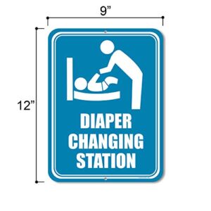 Honey Dew Gifts Restroom Sign, Diaper Changing Station 9 inch by 12 inch Metal Aluminum Baby Changing Station Sign for Business, Made in USA